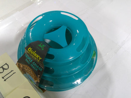 Quirky Triple Chase Ball Track Interactive Cat Toy Teal Plastic Tower