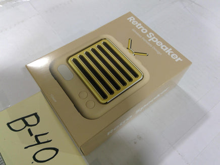 Retro Speaker Wireless Portable Yellow 3W Micro USB Charging Cable New Box