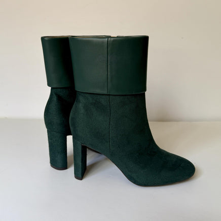 Alfani Boots Womens Size 5 Green AJOJO Pine Ankle Fold Over Cuff Block Heel