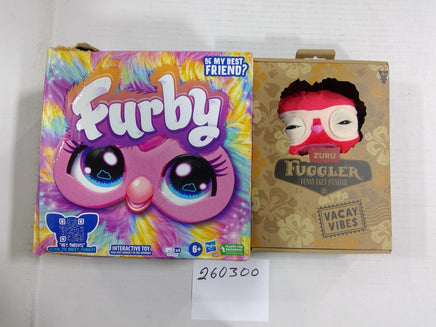 Hasbro Furby Interactive Toy Rainbow & Fuggler Vacay Vibes Plush Lot 2 New