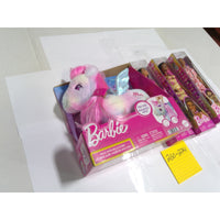 Barbie Walk With Me Alicorn Plush and 3 Fashion Doll Lot New Pink Fantasy Set