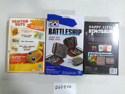 Traitor Tots Battleship Grab & Go Happy Little Dinosaurs Game Lot 3 New Sealed