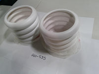 Set Of 2 White Ribbed Plastic Cylindrical Sleeves Industrial Part 260-S35