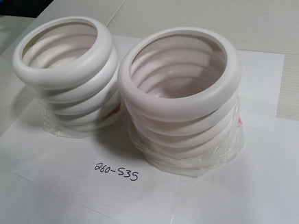 Set Of 2 White Ribbed Plastic Cylindrical Sleeves Industrial Part 260-S35