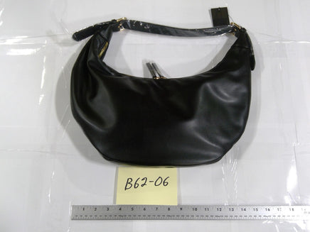Shoulder Bag Womens Medium Black Faux Leather Hobo Purse Gold Hardware New