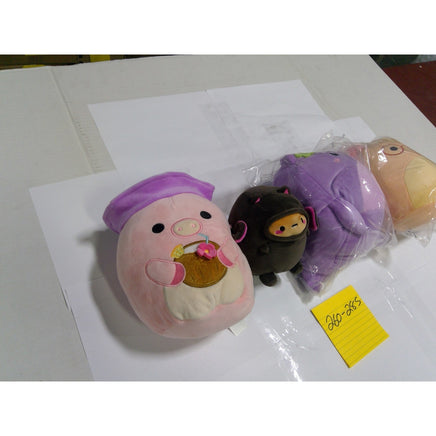 Squishmallows Plush Lot 4pc Pink Pig Bat Purple Orange Mixed Size Excellent