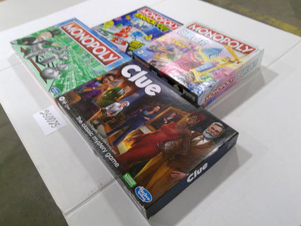 Hasbro Family Board Game Lot Clue Monopoly Knock Out Builder Deal New Sealed
