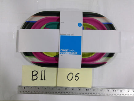 Room Essentials Printed Serving Tray Set Of 3 Large Oval Multicolor Modern