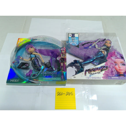 MGA Mermaze Riviera & Mermaid High Mari Doll Lot Purple Blue NEW Damaged Box