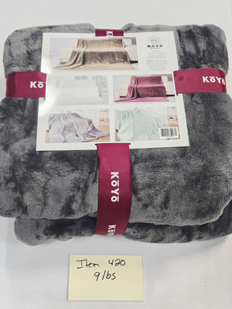 Koyo Plush Queen Blanket 180x220cm Gray Microfiber Polyester Soft Warm Throw
