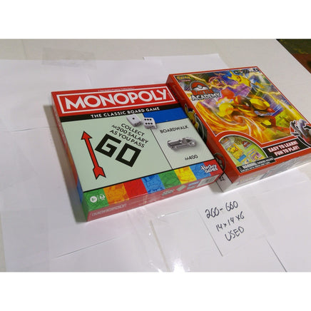Hasbro Monopoly & Pokemon Battle Academy Board Game Bundle Kids Multi OPEN BOX