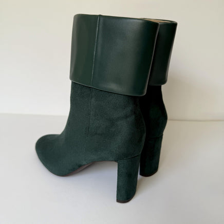 Alfani Boots Womens Size 6M Green Ankle Foldover Cuff Block Heel Zip AJOJ0F