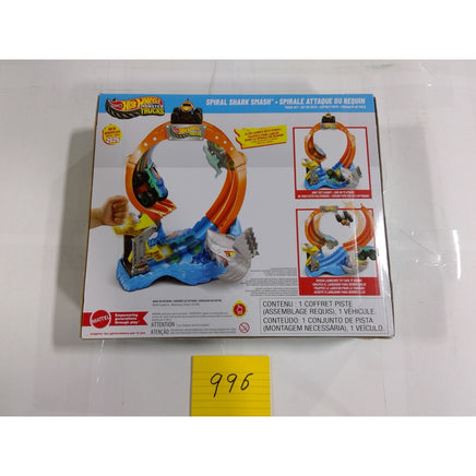 Hot Wheels Monster Trucks Spiral Shark Smash Kids NIB Blue Orange Mega-Wrex Set