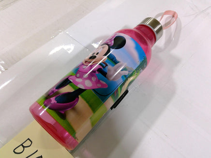 Disney Minnie Mouse Kids Water Bottle Pink Plastic Drink Cup With Lid Reusable