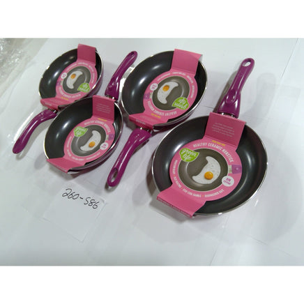 GreenLife Ceramic Nonstick 8in Frypan Purple Induction Ready NEW Set of 4