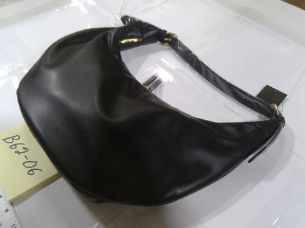 Shoulder Bag Womens Medium Black Faux Leather Hobo Purse Gold Hardware New