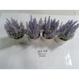 Unbranded Artificial Lavender Plants Set of 4 Purple White Pots Excellent Decor