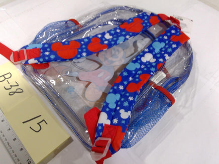 Disney Mickey Mouse Backpack Kids Clear Blue Red Mesh Pockets School Bag NWT