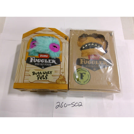 Zuru Fuggler Funny Ugly Monster Plush Set Teal Butt Ugly Pets & Gold Fuggler NEW
