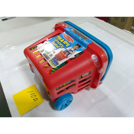 Melissa & Doug Fill & Roll Grocery Basket Play Set Kids Unisex Red New Rolling