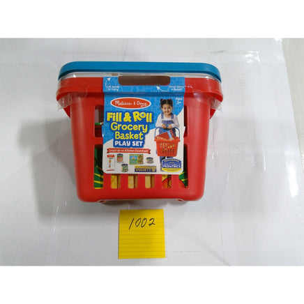 Melissa & Doug Fill & Roll Grocery Basket Play Set Kids Unisex Red New Rolling