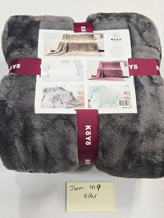 Koyo Queen Blanket 180x220cm Gray Faux Fur Plush Microfiber Soft Cozy Bed Throw