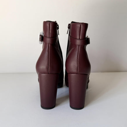 Naturalizer Boots Womens Size 9.5 Burgundy Braxton Ankle Booties Block Heel Zip