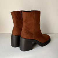Sun + Stone Ankle Boots Womens Size 9 Brown Russet Tiannaa Block Heel Square Toe