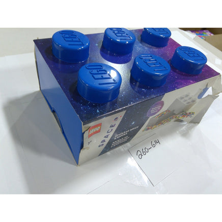 LEGO Storage Brick 6 Knobs Kids Blue Space Galaxy New Damaged Box 4000