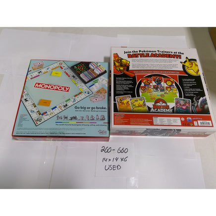 Hasbro Monopoly & Pokemon Battle Academy Board Game Bundle Kids Multi OPEN BOX