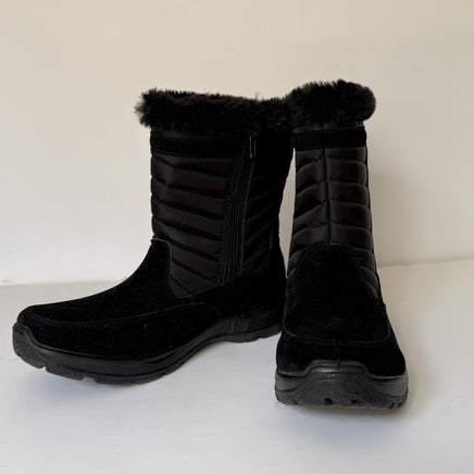 Easy Works Frazer Boots Womens 6.5 Black Waterproof Faux Fur Side Zip 20-0901