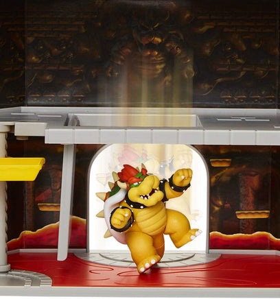Super Mario Nintendo Deluxe Bowser's Castle Playset with 2.5" Exclusive Articulated Bowser Action Figure, Interactive Play Set with Authentic in-Game Sounds