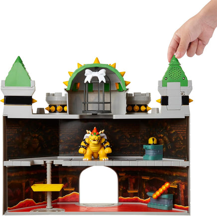Super Mario Nintendo Deluxe Bowser's Castle Playset with 2.5" Exclusive Articulated Bowser Action Figure, Interactive Play Set with Authentic in-Game Sounds