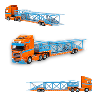 Flame Scania Car Carrier Blue & Orange 1:64
