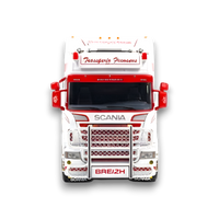Flame Scania Car Carrier Transport Truck Red White 1:64 - Limited to 299 Pcs