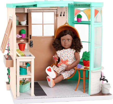 Our Generation Room to Grow Greenhouse – Garden Themed Playset for 18-inch Fashion Dolls – Huge 43 Piece Garden Playhouse Set