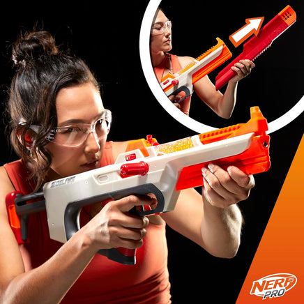Nerf Pro Gelfire Ghost Bolt Action Blaster, Removable Boost Barrel, 5000 Gel Rounds, 100 Round Integrated Hopper, Eyewear, Ages 14 & Up