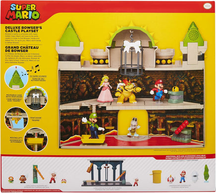 Super Mario Nintendo Deluxe Bowser's Castle Playset with 2.5" Exclusive Articulated Bowser Action Figure, Interactive Play Set with Authentic in-Game Sounds