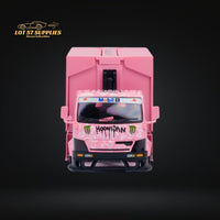 MicroTurbo Hino 300 Custom Box Truck Pink #43 Livery 1:64