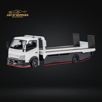 MicroTurbo Hino 300 Custom Flatbed Truck White 1:64