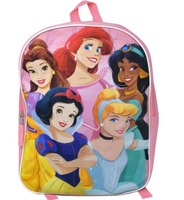 Backpack with Disney princesses on a pink background