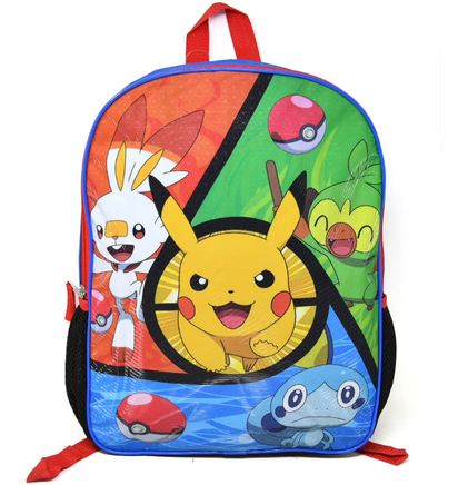 Pokemon Pikachu & Friends 15″ Flat Front Backpack