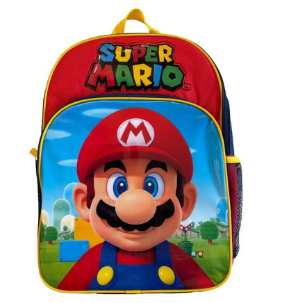 Backpack with Super Mario design on a white background