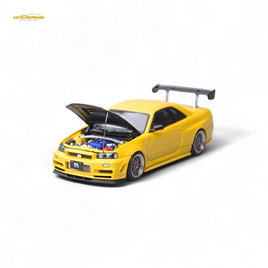 Focal Horizon Nissan Skyline GT-R R34 Z-Tune Carbon-Hood Version Yellow 1:64