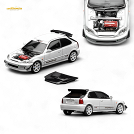(Pre-Order) Motorhelix Honda Civic Type R EK9 J's Racing Livery White 1:64
