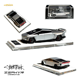 404ERROR Tesla Cybertruck Custom Widebody Lowered - Silver 1:64