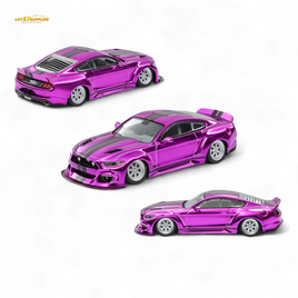 Liberty 64 Mustang Widebody Kit Chrome Purple 1:64