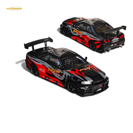(Pre-Order) Fuji Skyline R34 GT-R Nismo Z-Tune Black Red Flame 1:64