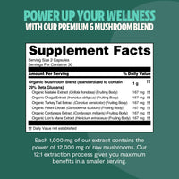 Organic Mushroom Complex Supplement Capsules
