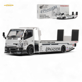 MicroTurbo Hino 300 Flat Bed Truck Pandem Rocket Bunny White 1:64
